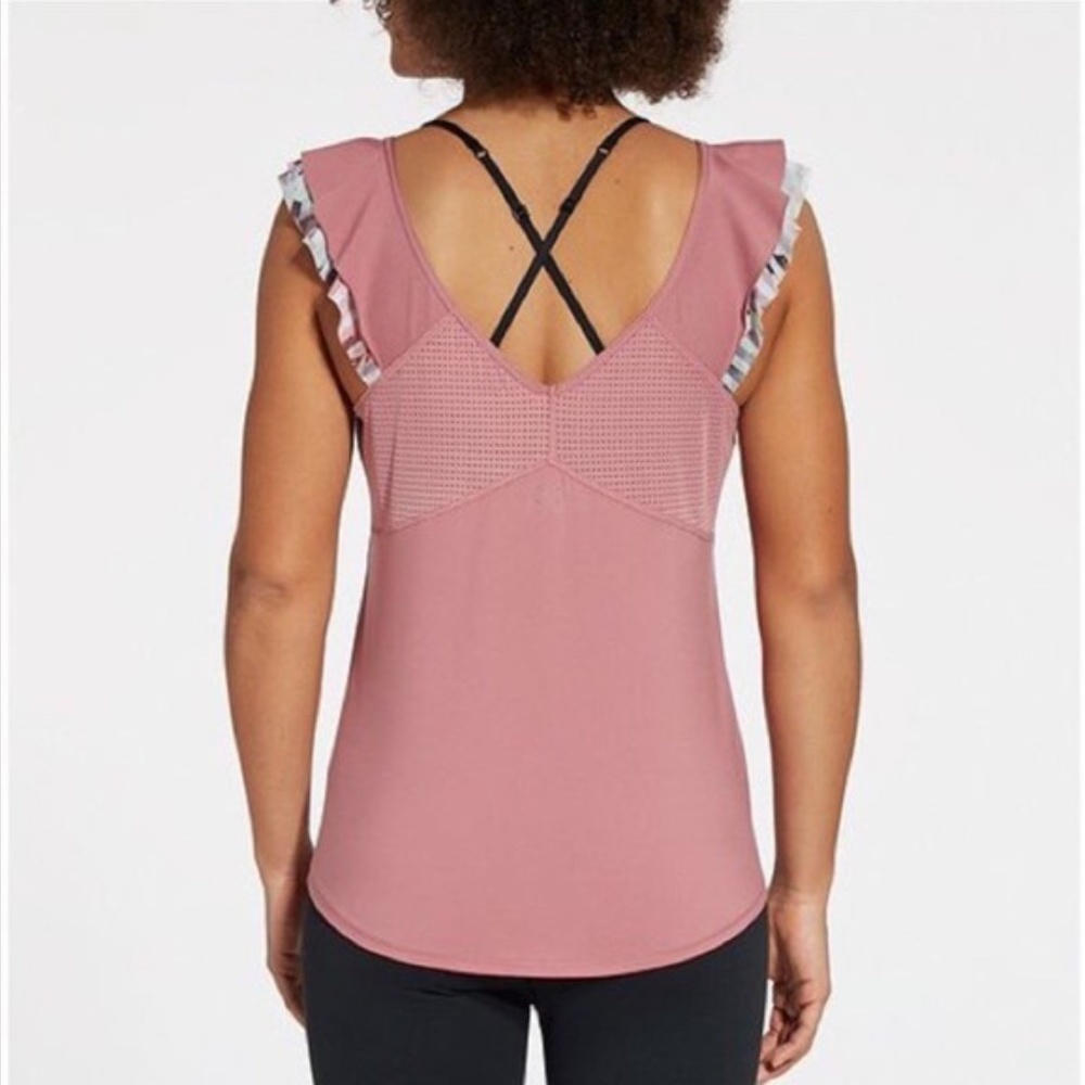 CALIA Mesa Rose Move Ruffle Detail Tank Top